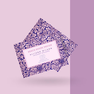 Tarjeta De Visita William Morris - Elegante morado y floral rosa