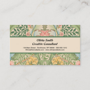 Tarjeta De Visita William Morris Flor Floral Botánica Myrtle