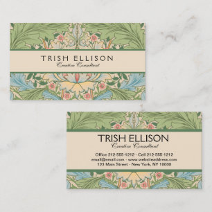 Tarjeta De Visita William Morris Flor Floral Botánica Myrtle