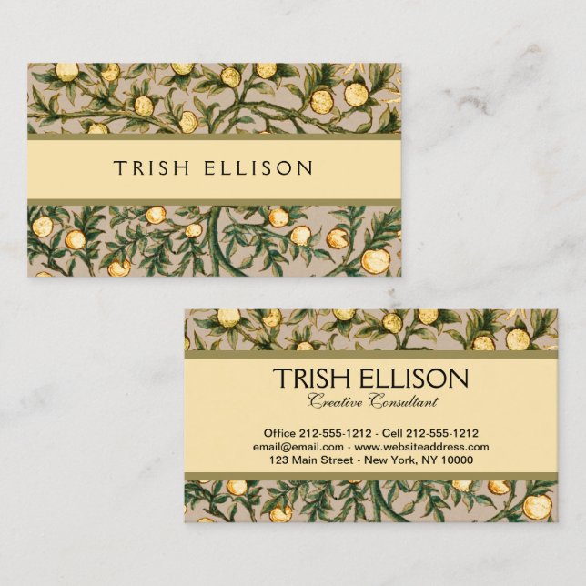 Tarjeta De Visita William Morris Floral Fruit Garden Flower Classic (Anverso / Reverso)