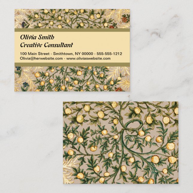 Tarjeta De Visita William Morris Floral Fruit Garden Flower Classic (Anverso / Reverso)