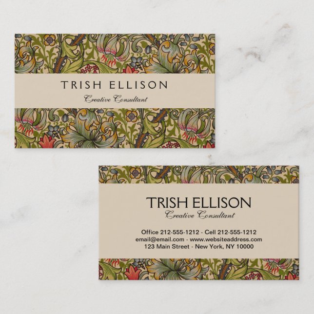Tarjeta De Visita William Morris Golden Lily Antique (Anverso / Reverso)