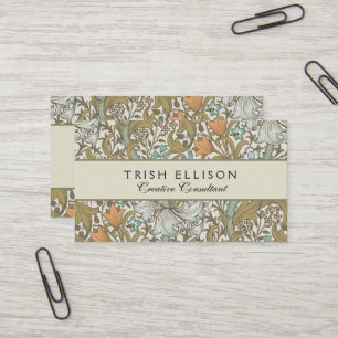 Tarjeta De Visita William Morris Golden Lily Blue Gold
