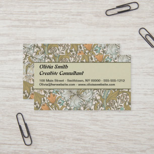 Tarjeta De Visita William Morris Golden Lily Blue Gold