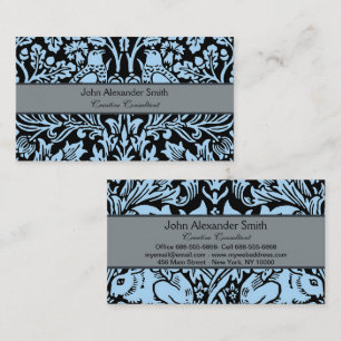 Tarjeta De Visita William Morris Hermano Conejo Azul Claro Negro