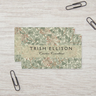 Tarjeta De Visita William Morris Honeysuckle Green Floral