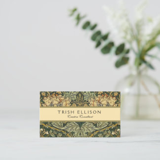 Tarjeta De Visita William Morris Honeysuckle Green Floral