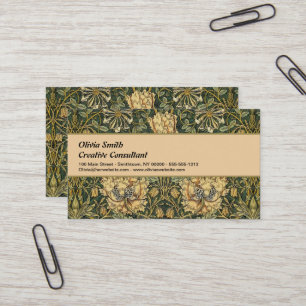 Tarjeta De Visita William Morris Honeysuckle Green Floral