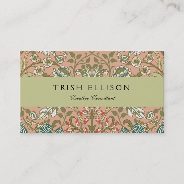 Tarjeta De Visita William Morris Hyacinth Flower Rosa Art (Anverso)