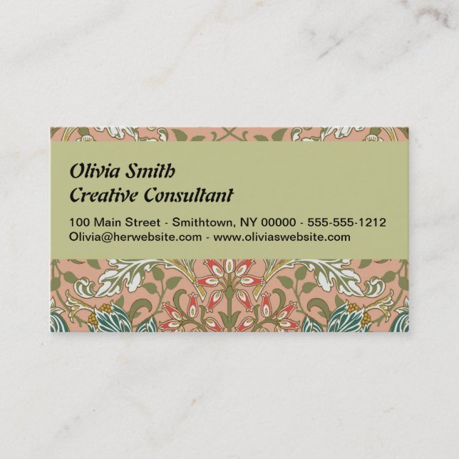 Tarjeta De Visita William Morris Hyacinth Flower Rosa Art (Anverso)
