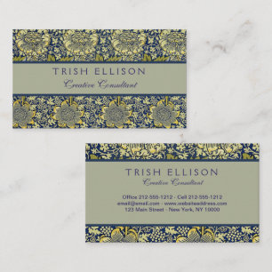 Tarjeta De Visita William Morris Kennet Floral Wallpaper Blue
