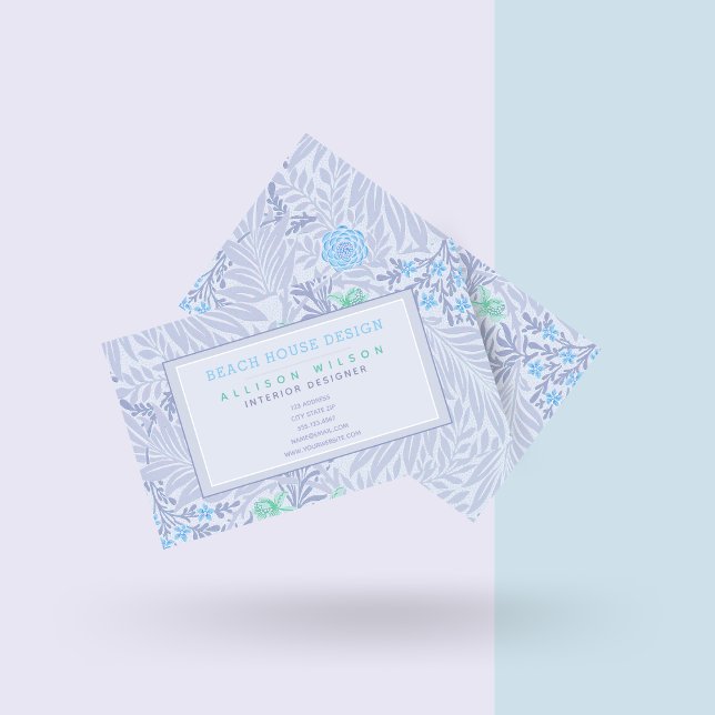 Tarjeta De Visita William Morris - Larkspur - Elegante Floral Púrpur (Subido por el creador)