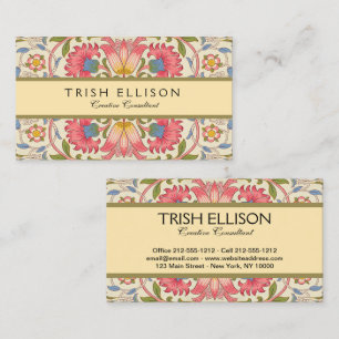 Tarjeta De Visita William Morris Lodden Patrón Floral Pastel
