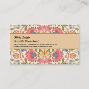 Tarjeta De Visita William Morris Lodden Patrón Floral Pastel