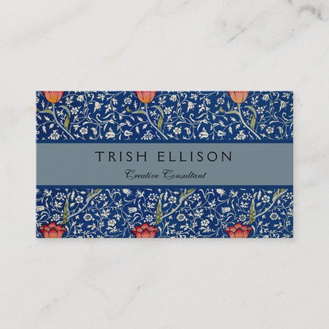 Tarjeta De Visita William Morris Medway Blue Floral (Anverso)