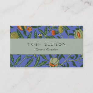 Tarjeta De Visita William Morris Papel de fondo azul granate