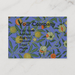 Tarjeta De Visita William Morris Papel de fondo azul granate
