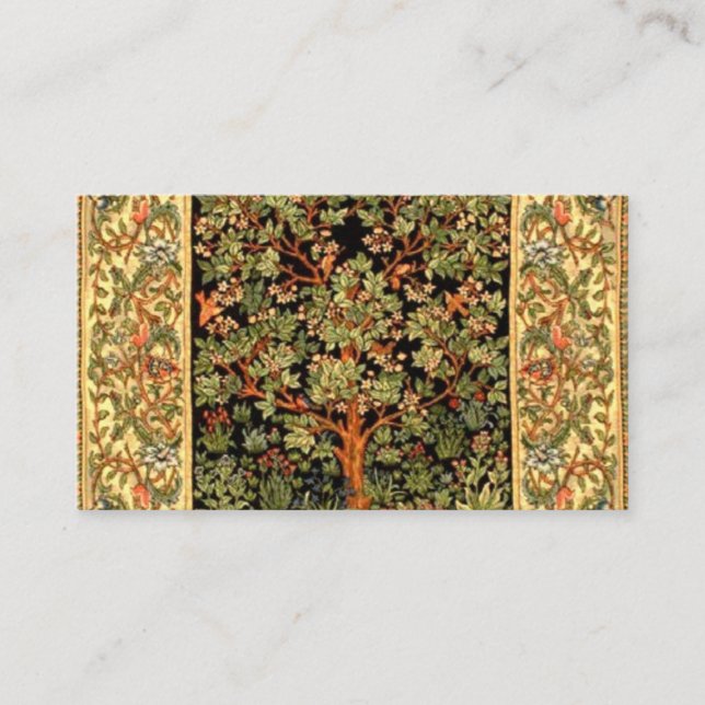 Tarjeta De Visita William Morris - Patrón De Árbol De Vida (Anverso)