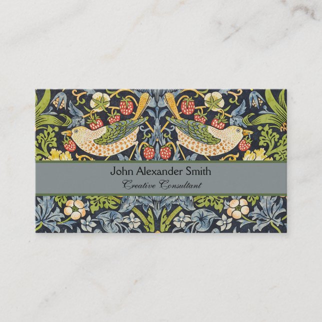 Tarjeta De Visita William Morris - Patrón floral de fresa (Anverso)