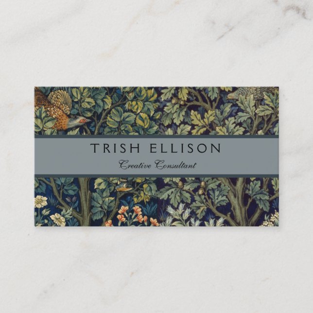 Tarjeta De Visita William Morris Pheasant Bird Tree Woodland (Anverso)