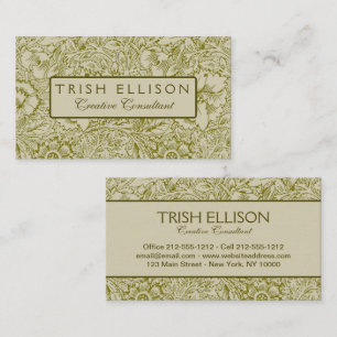 Tarjeta De Visita William Morris Poppy Classic Floral Green