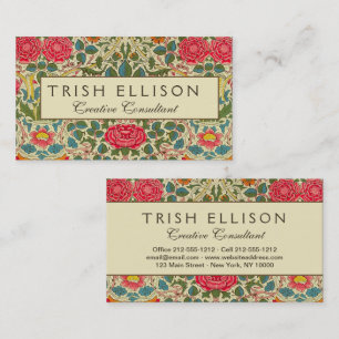 Tarjeta De Visita William Morris Rosa Floral Chintz Pink