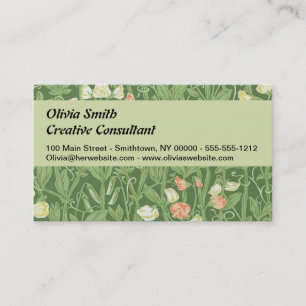 Tarjeta De Visita William Morris Sweet Pea Floral Design
