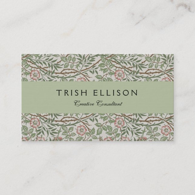 Tarjeta De Visita William Morris Sweetbriar Floral Art Nouveau (Anverso)