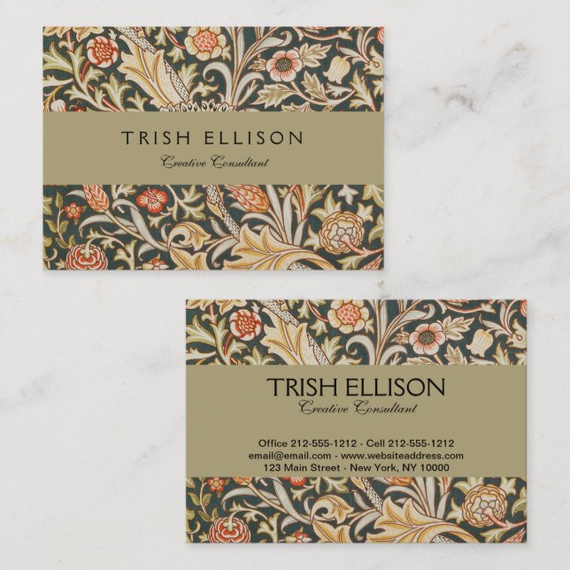 Tarjeta De Visita William Morris Trent Garden Flower Classic Botanic (Anverso / Reverso)