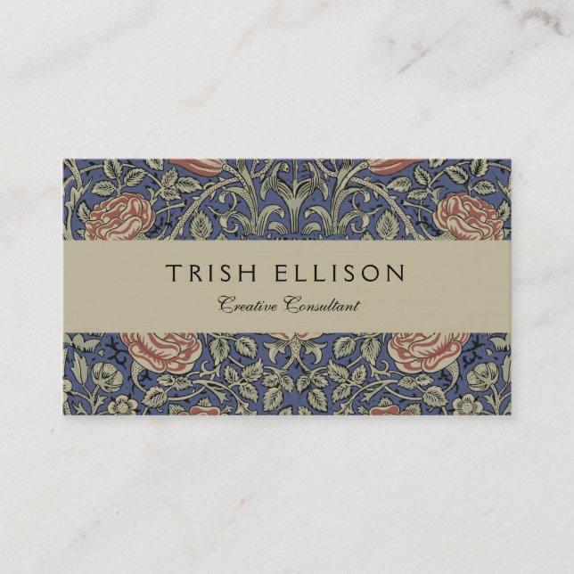 Tarjeta De Visita William Morris Tudor Rosa Wallpaper (Anverso)