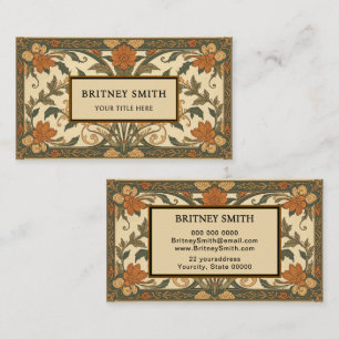 Tarjeta De Visita William Morris vintage Art Nouveau Floral