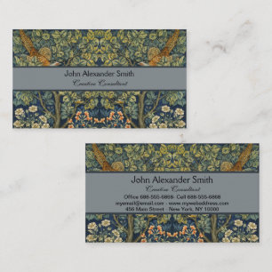 Tarjeta De Visita William Morris Vintage Faisán Ardilla Flor