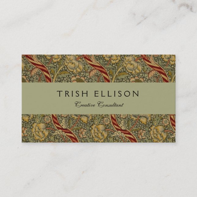 Tarjeta De Visita William Morris Wandle English Floral Damask Design (Anverso)
