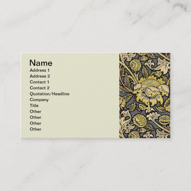 Tarjeta De Visita William Morris Wey Floral Wallpaper (Anverso)