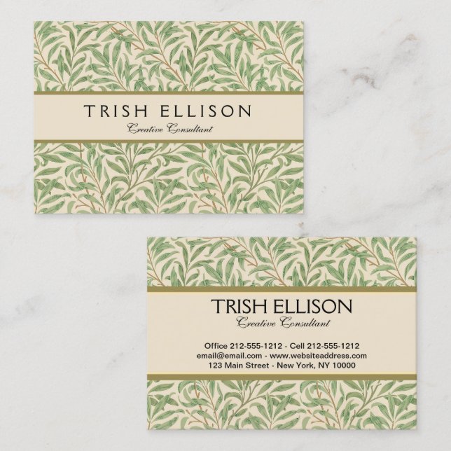 Tarjeta De Visita William Morris Willow Bough Garden Flower Classic (Anverso / Reverso)
