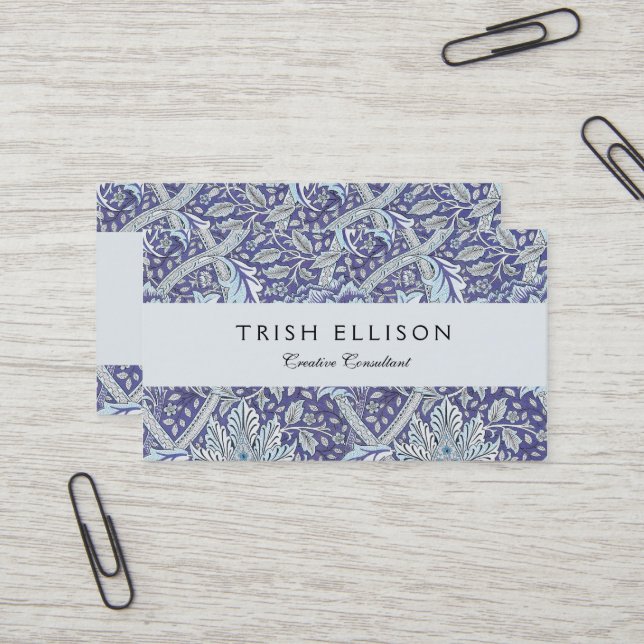 Tarjeta De Visita William Morris Windrush patrón floral azul (Anverso/Reverso In Situ)