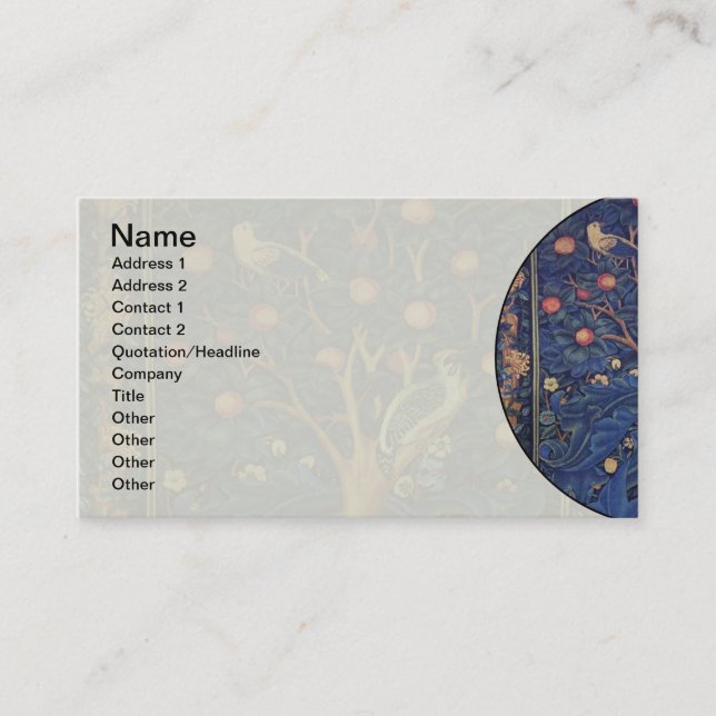 Tarjeta De Visita William Morris Woodpecker Tapestry Arts & Crafts (Anverso)