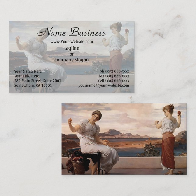 Tarjeta De Visita Winding the Skein de Frederic Leighton (Anverso / Reverso)