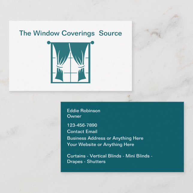 Tarjeta De Visita Window Coverings And Blinds Store (Anverso / Reverso)