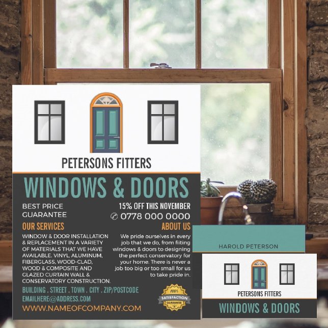 Tarjeta De Visita Windows & Doors, Window & Door Fitter Company (Subido por el creador)