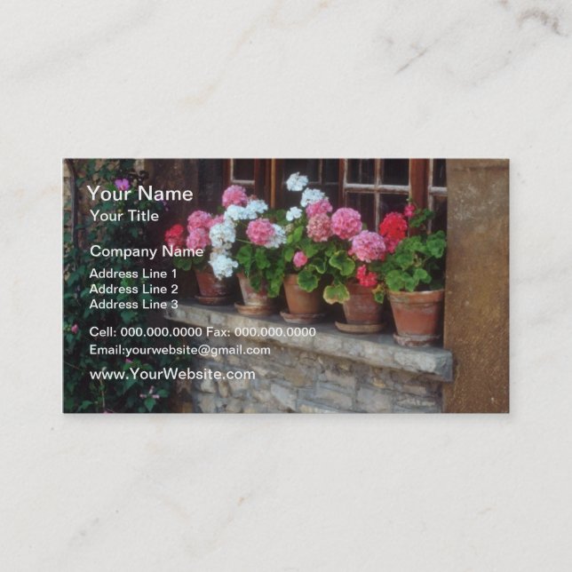 Tarjeta De Visita Windows en las flores de Perouges (Anverso)