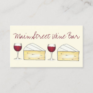 Tarjeta De Visita Wine Bar Restaurant Winery Red Glass Brie Cheese