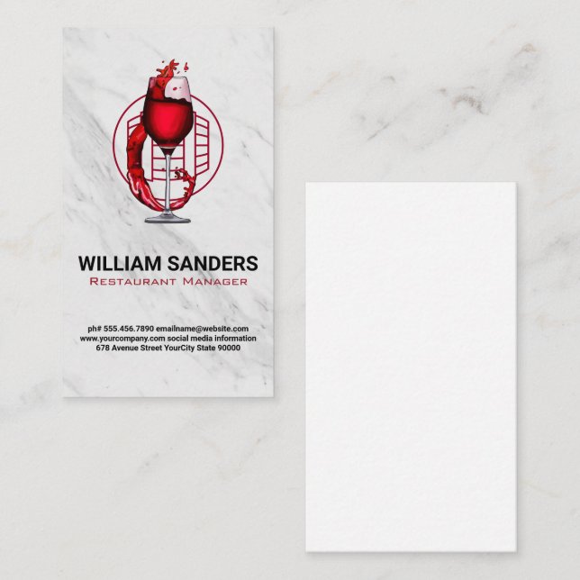 Tarjeta De Visita Wine Barrel | Logo de Wine Splash (Anverso / Reverso)