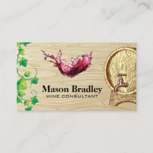 Tarjeta De Visita Wine Barrel   Vines   Splash Vino