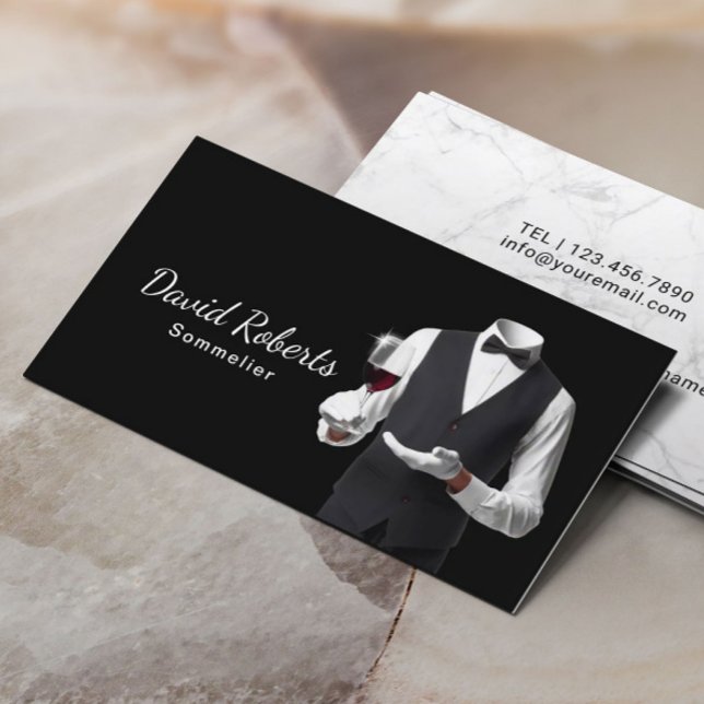Tarjeta De Visita Wine Bartender Profesional Sommelier Clásico Negro (Subido por el creador)