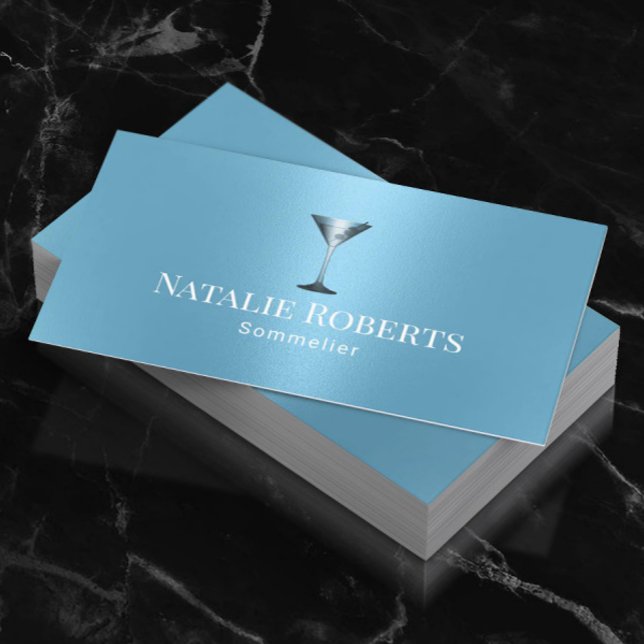 Tarjeta De Visita Wine Bartender Sommelier Moderno Luz Azul (Subido por el creador)