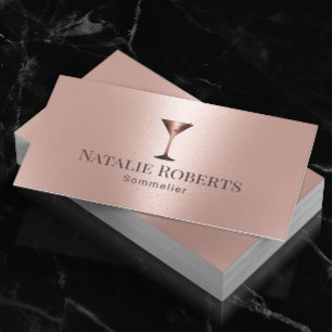 Tarjeta De Visita Wine Bartender Sommelier Moderno Rosa Oro