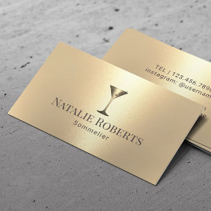 Tarjeta De Visita Wine Bartender Sommelier Oro moderno
