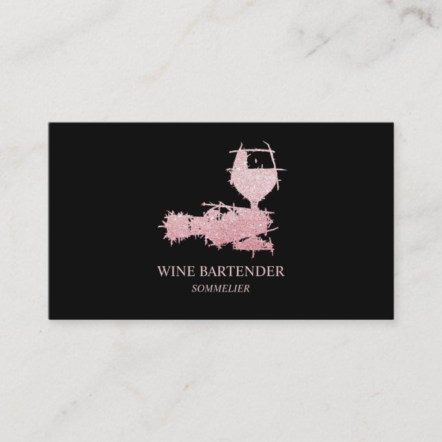 Tarjeta De Visita Wine Bartender Sommelier Rosa Gold (Anverso)