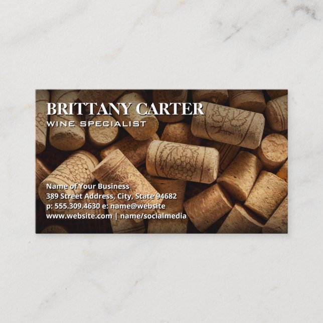 Tarjeta De Visita Wine Cork Piles (Anverso)